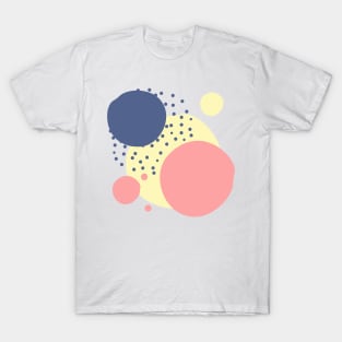 Art circles and dots pattern - yellow, pink and dark blue T-Shirt